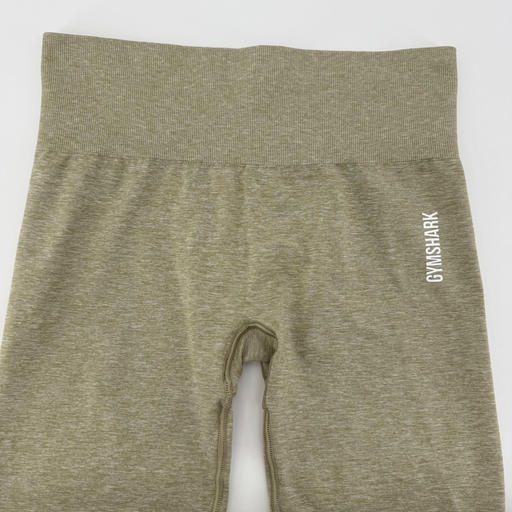 Gymshark Vital Seamless High Waisted Leggings Olive Green Marl/Tan Small